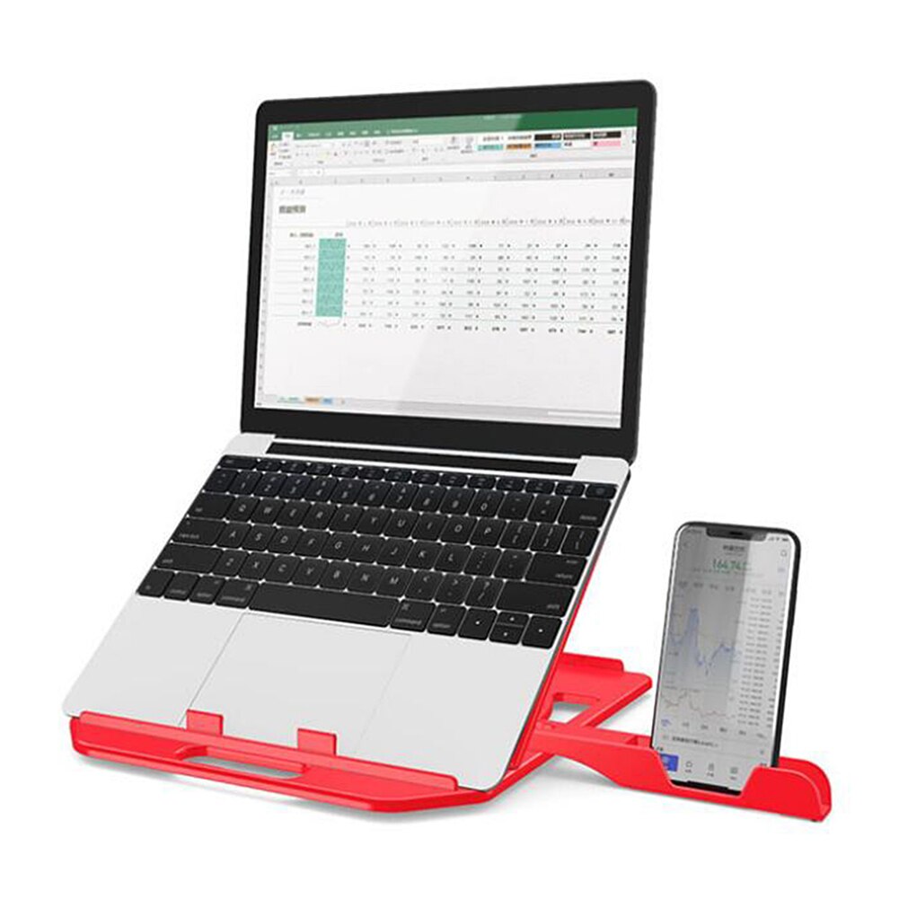 Elevation Laptop Stand With Phone Stand 11-17 Inch Cooling Rack Adjustable Non Slip Desktop Stand Foldable For Macbook Xiaomi: red