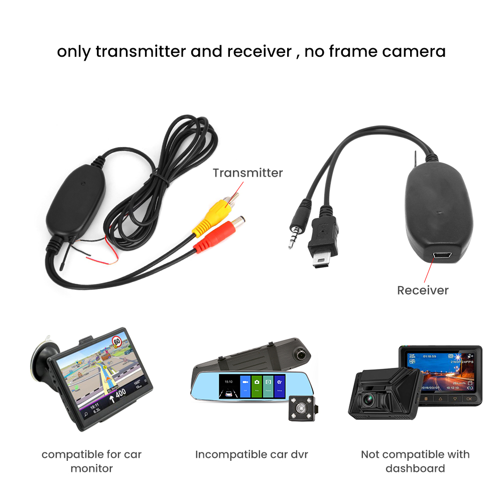 AOSHIKE 2.4GHZ Vehicle Camera RCA Wireless Transmitter Receiver for Rear Reversing Camera Monitor DC12V Rear View Camera