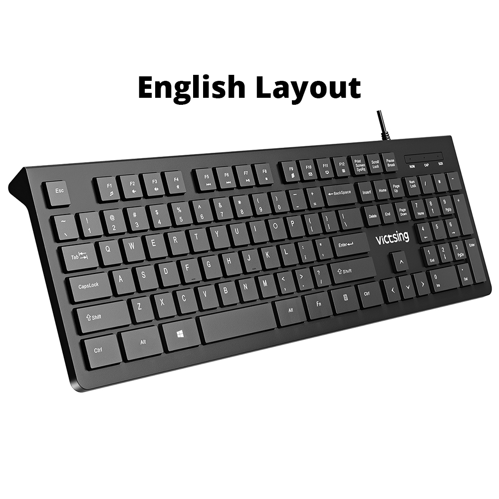 VicTsing PC206 Wired Keyboard Portable Slim Membrane Chiclet Keyboard 104 Keycaps For Tablet Desktop Laptop PC Computer Keyboard: English Layout