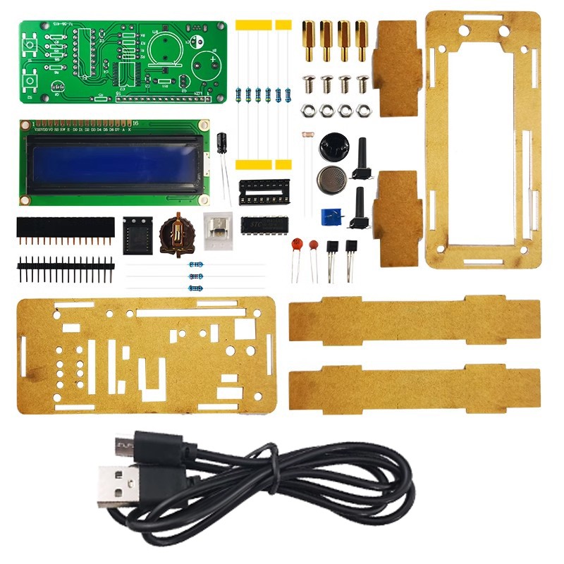 Kit de calendrier perpétuel LCD DS3231, réveil, affichage de la température, bricolage, pratique du soudage électronique, pièces amples: Marron