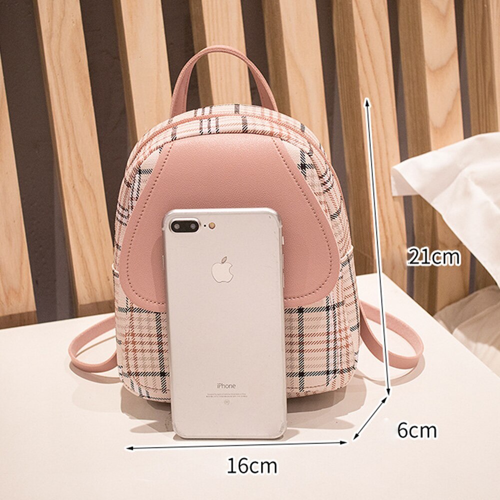 Women Mini Backpack Crossbody Bag For Teenager Girls Plaid Shoulder Phone Purse Korean Style Trendy Female Bagpack