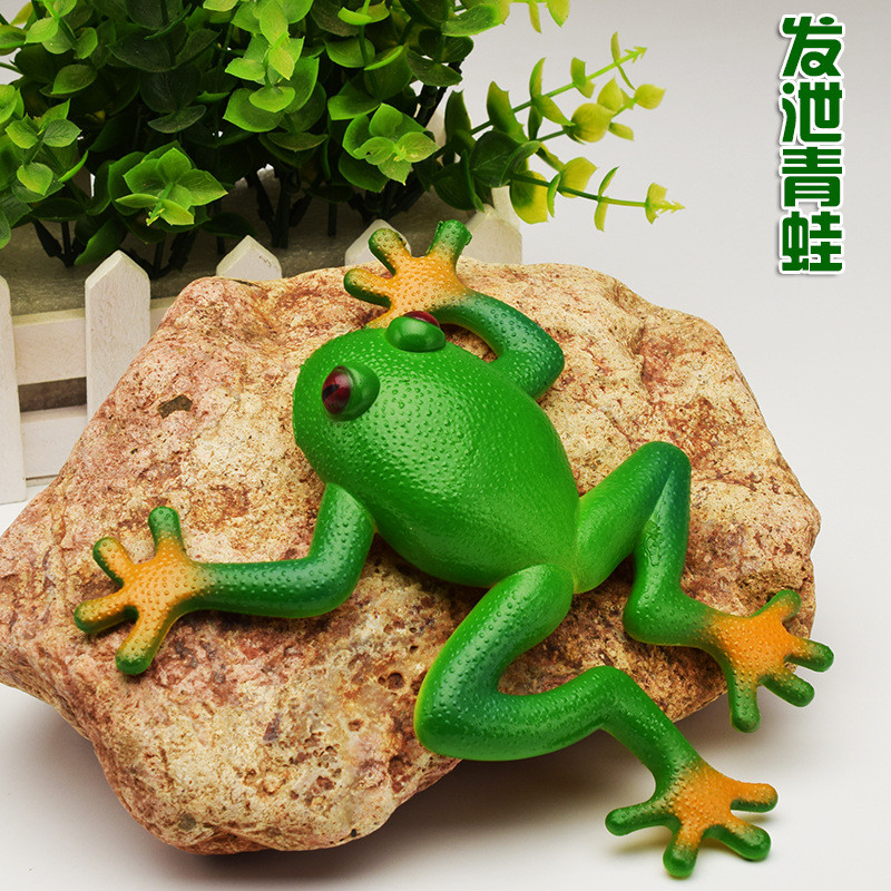 Jouet pour enfants en plastique, 15x15cm, vent délicat, modèle de grenouille, ensembles de jouets pour enfants, éducatif d&#39;émulation, forêt de pluie, vert, or, décor de paysage