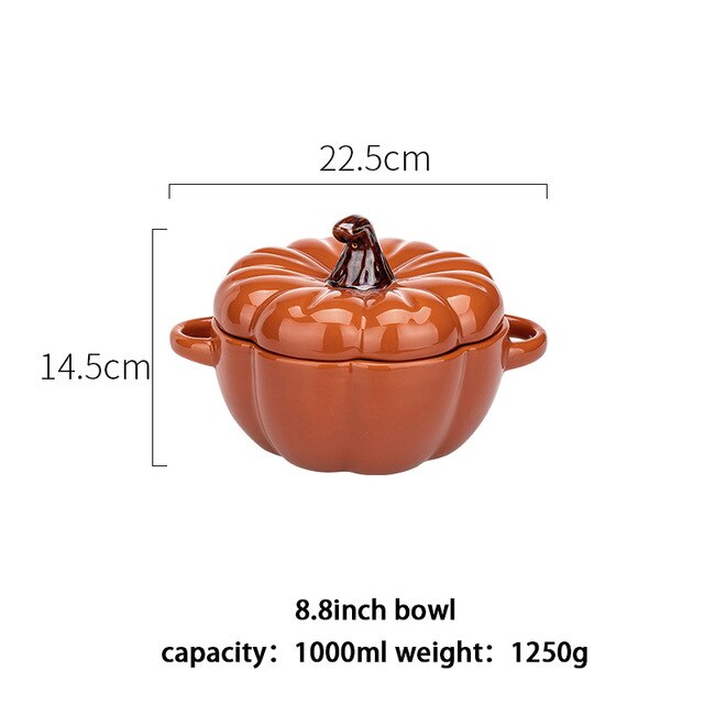 Bol à Pâtisserie en Forme de Citrouille avec Couvercle, 6,5/8,8 Pouces, Ustensile de Cuisine pour Gratin, Halloween, Cuisson, Poêle à Soupe, Salade: 8.8inch orange