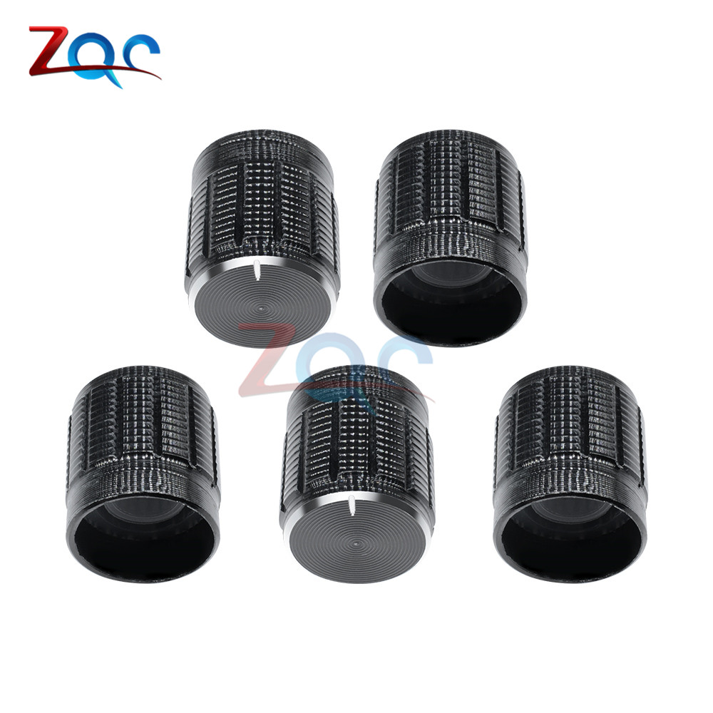 10PCS Black Volume Control Rotary Knobs For 6mm Dia Knurled Shaft Potentiometer 14x16mm