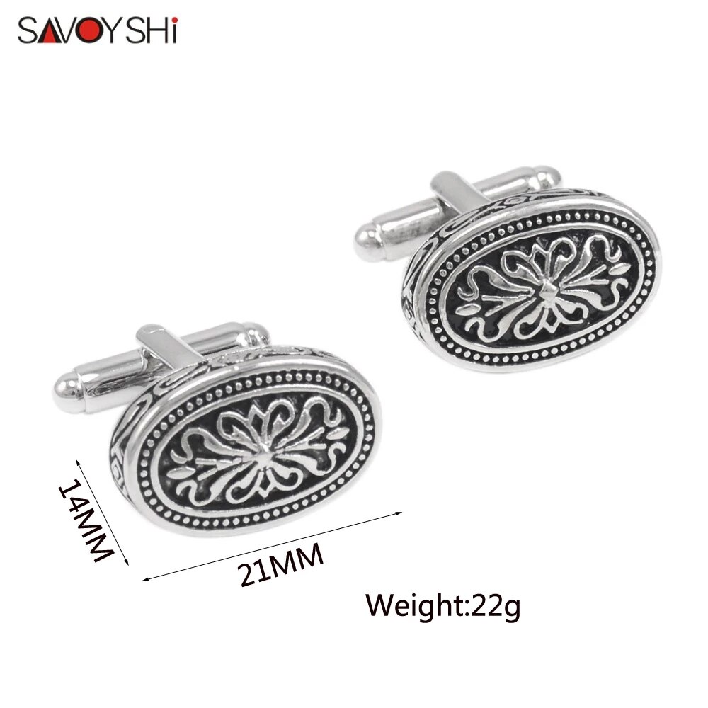 Savoyshi Vintage Patroon Manchetknopen Voor Heren Shirt Manchet Knoppen Zwart Zacht Email Manchetknopen Gratis Carving Naam