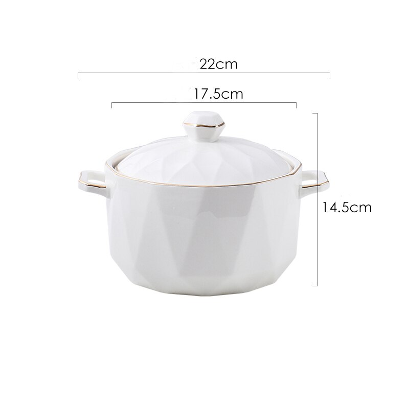 Kreatywne gospodarstwo domowe natychmiastowa miska z pokrywką na makaron styl skandynawski sałatka ceramiczna zupa owocowa wazy przeciw poparzeniom ryż spożywyczy garnek: biały M