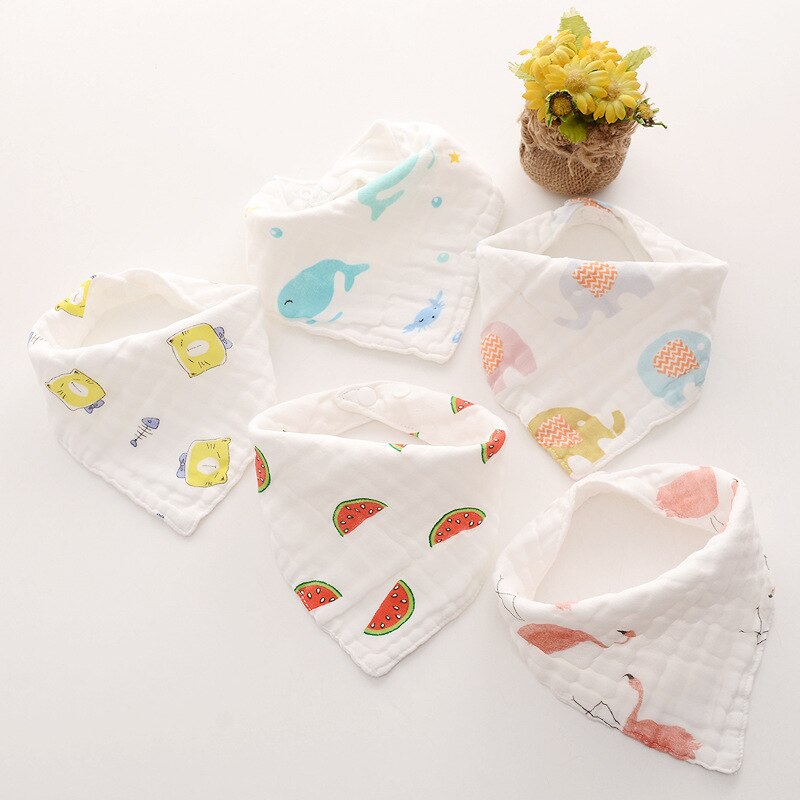 Baby Bibs 100% Natural Cotton Soft Baberos Bebe Animal Bandana Infant Smock Burp Cloth Feeding Saliva Towel