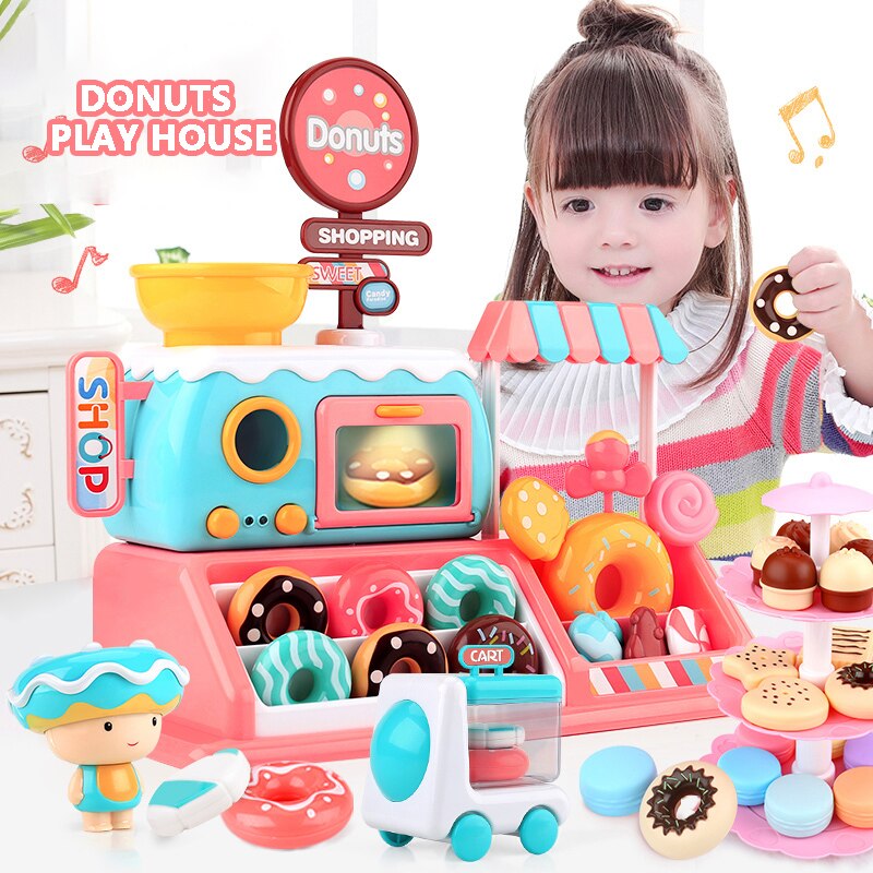 Simulatie Candy Speelgoed Donuts Huis Licht Muziek Kinderen Donuts Speelgoed Supermarkt Huis Sets Meisjes Speelgoed