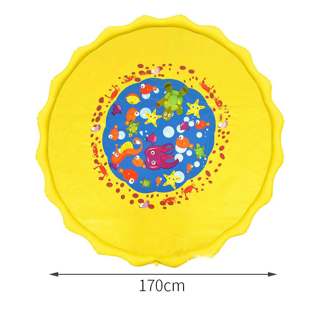 170/150/100cm PVC Sprinkling Swimming Pool Water Play mat Summer Lawn Games Pad Family Game Inflatable Spray Water Cushion Pat: yellow octopus