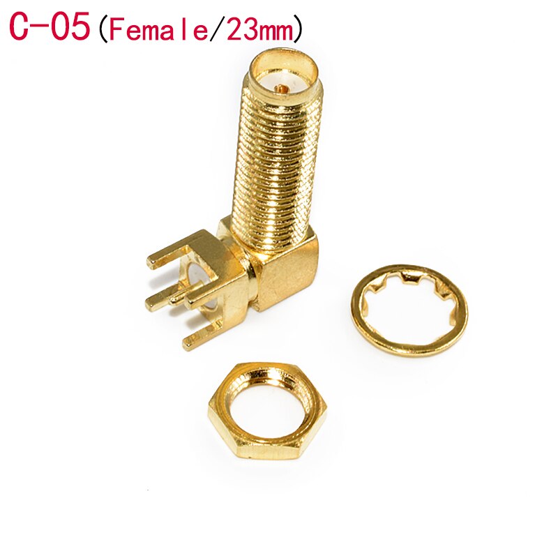 5Pcs SMA Male Female Jack Adapter Solder Edge PCB Straight Mount RF Copper Connector Plug Socket: C-05-Female-23mm