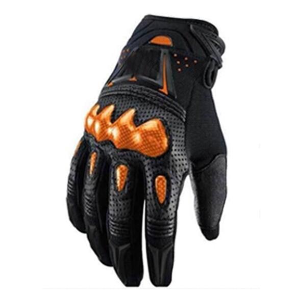 Troy Fox Motorbike MX Dirt Bike Glove Off-road Motorcycle Motocross Leather Gloves: Orange / L