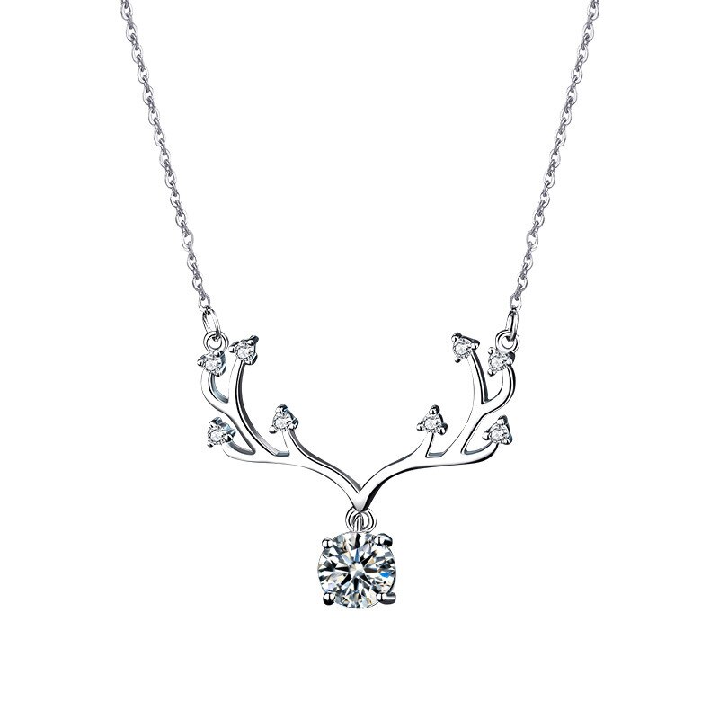 Real 1 carat moissanite pendant necklace for women, top 100% 925 silver wedding party fine jewelry: Default Title