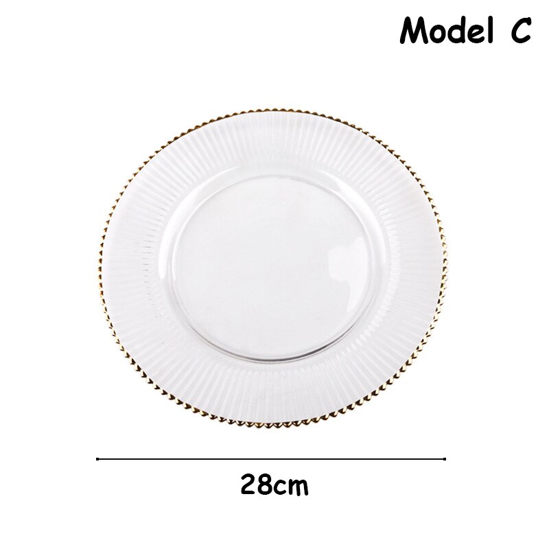 Europeiske glass tallerkener champagne vin glass kopp servise sett hotell kort stil forgylt stripe western mat retter servise: Modell c