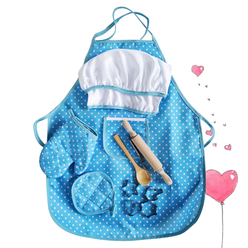 Juego de cocina completo para niños, manopla de cocina con gorro de Chef, delantal y utensilios para jugar, 11 piezas