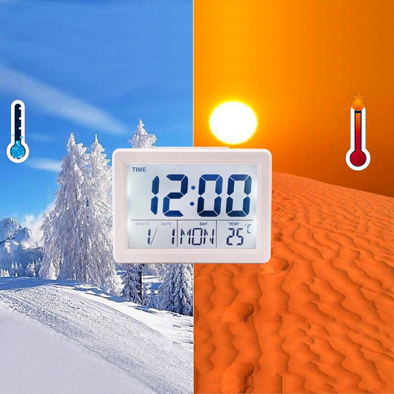 Sound Control LED Alarm Clock Electronic Clock Large LCD Screen Digital Perpetual Calendar Temperature Display Night light 1PC