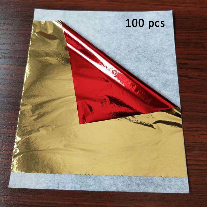 Efterligning guld sølv forgyldning aluminiumsfolie papir 100 ark / pakke 14*14cm kunst håndværk papir diy dekoration: Rødt guld
