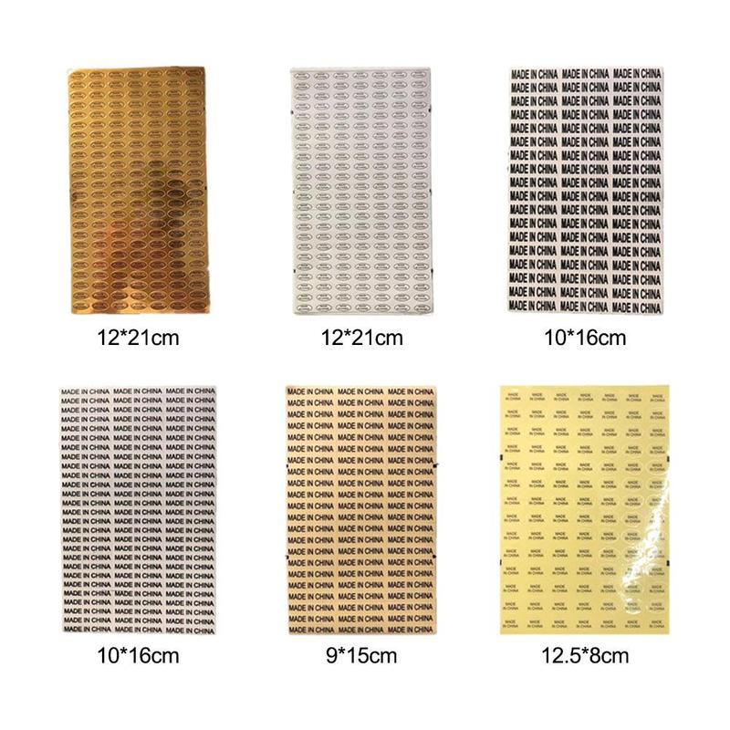 6 Soorten Made In China Stickers Zilver Label Met Zwarte Print Alfabet Land Van Herkomst Sticker Transparante Etiketten