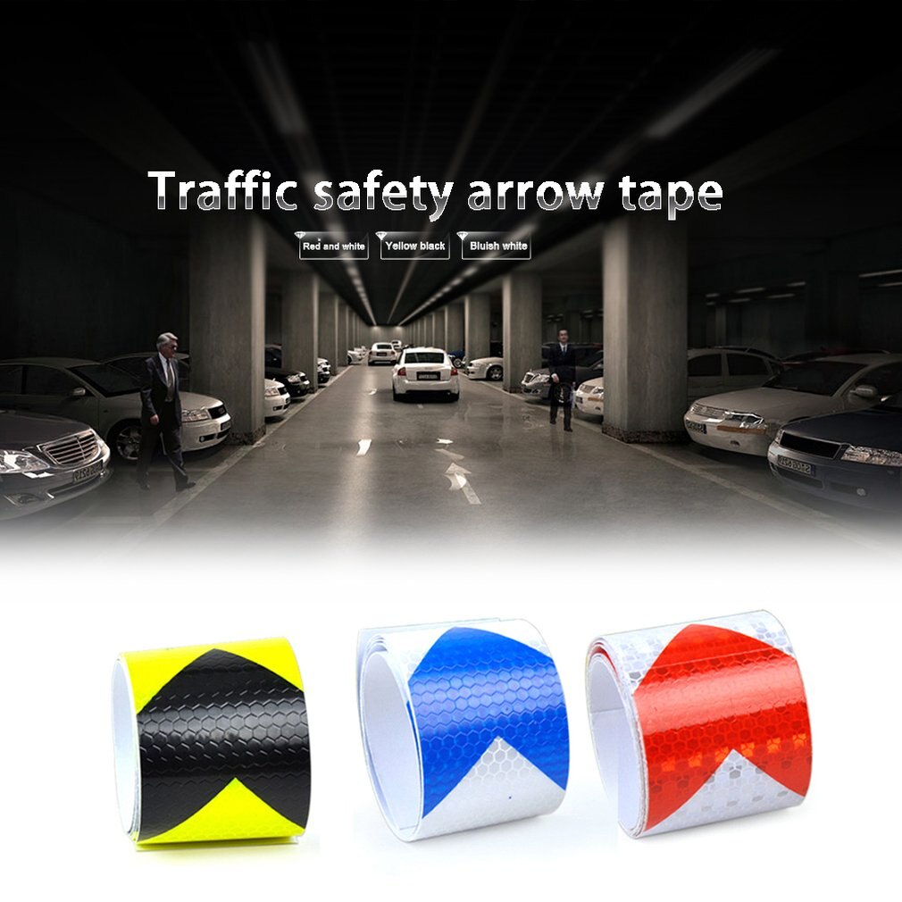 5CM Width Long Self-adhesive PVC Reflective Safety Warning Tape Road Traffic Construction Site Reflective Arrow