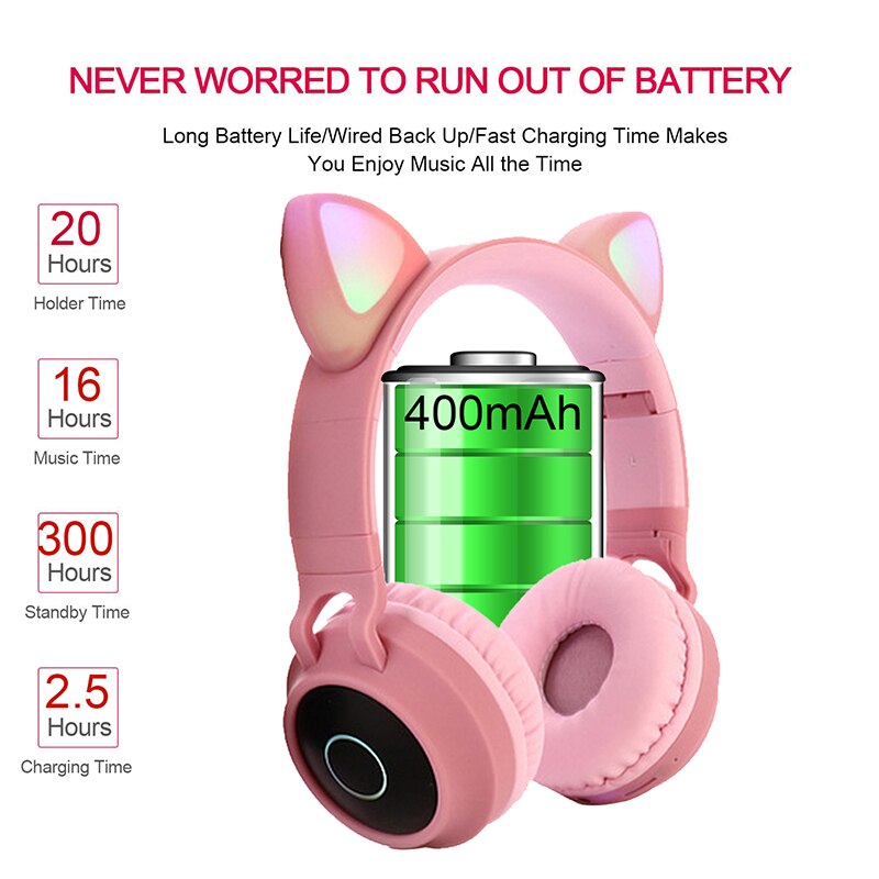 Enfants fille sur l'oreille écouteurs Bluetooth 5.0 bruit suppression stéréo casque avec Microphone mains libres appel PC téléphone portable