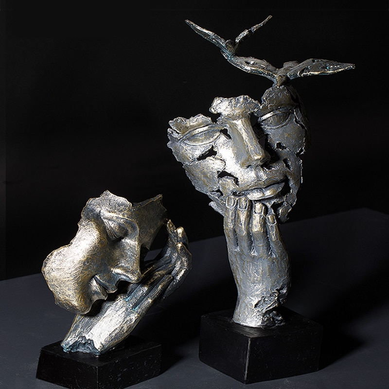 Estatuas modernas, creativas, abstractas, salas de estar de arte, muebles antiguos para el hogar y decoraciones en el norte de Europa