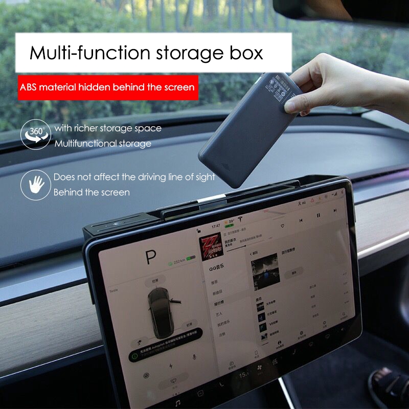 Screen Storage Box Temporary Parking Card Car Storage Box Universal Car Organizer Storage Box Charge for Tesla MODEL 3/Y