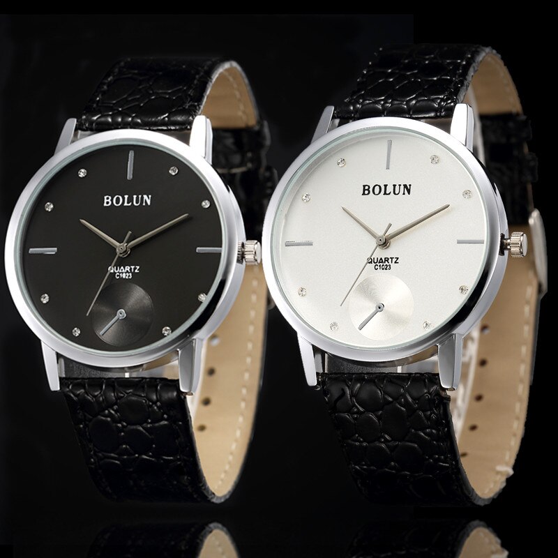 Reloj de pulsera de cuarzo con correa de cuero para hombre y mujer, cronógrafo informal con correa de acero inoxidable, Simple Unisex, de San Valentín,