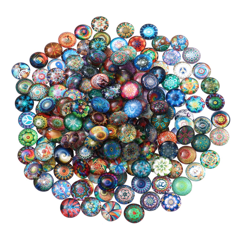 1 Set 50Pcs Mixed Colorful Round Mosaic Tiles DIY Materials Art Crafts Glass Mosaic Sticker For Jewelry Making Art Craft