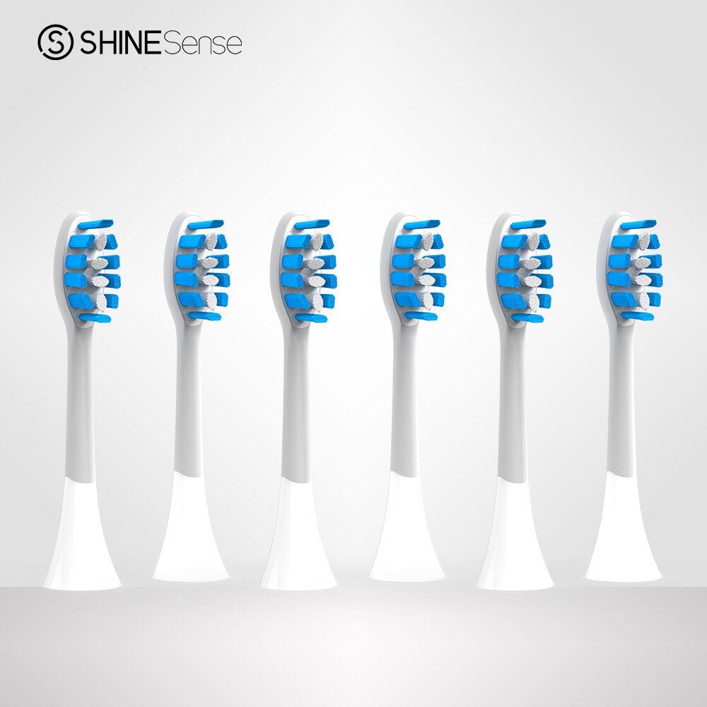 ShineSense Sonic Toothbrush Replacement Brush Heads for STB-100&amp;200: 6pc Brush Heads