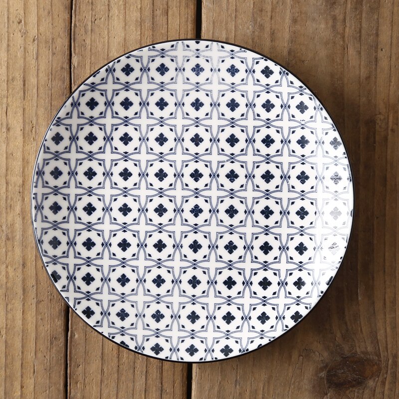 Plato japonés de 8- pulgadas de cerámica esmaltada, plato de estilo europeo con verduras de colores, conciso, para el hogar, pequeño plato para filete.: 6