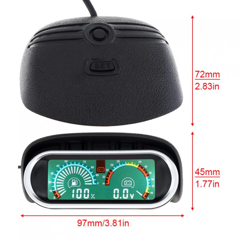 12V 2 In 1 Universal Car LCD Digital Voltmeter Voltage + Gauge Oil Fuel Gauge Meter for Car / Truck