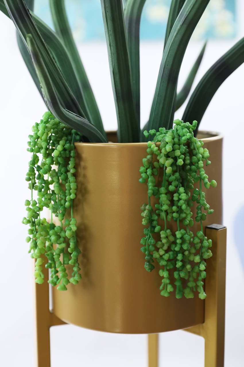 Kunstig blomst elsker tårer sukkulenter perler kjøttfulle grønne vintreet plast planter vegghengende råtnende hage hjem hotellinnredning