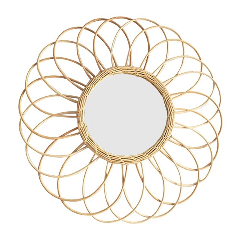 Rotan Innovatieve Art Decoratie Ronde Make-Up Spiegel Dressing Badkamer Spiegels K43D: B