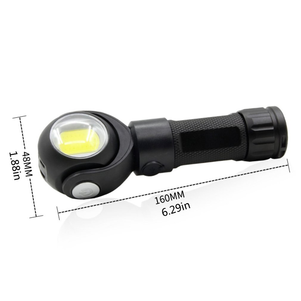 Rechargeable T6 + COB LED 360 Rotating Flashlight Work Lamp Light Magnetic Dual lamp head rotating LED flashlight