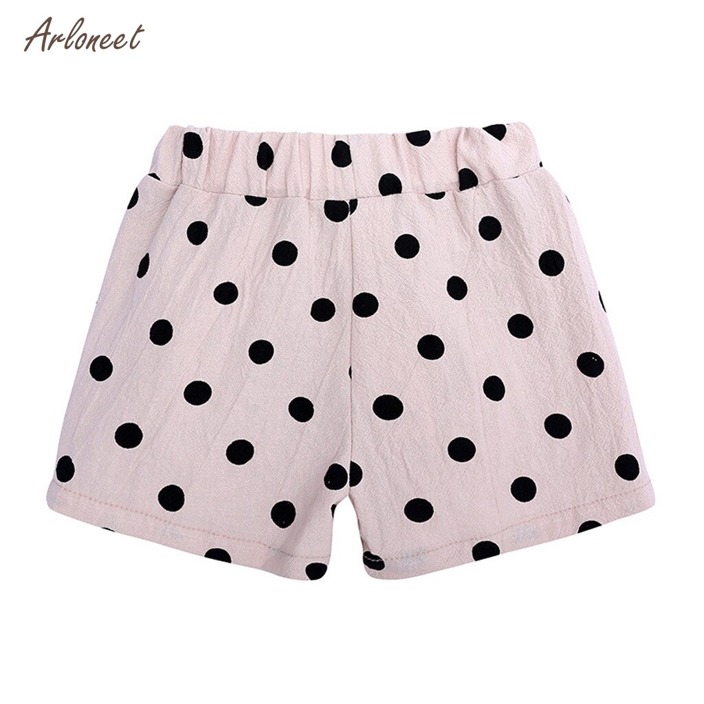 ARLONEET – short en coton à pois pour bébés filles, vêtements de plage, en dentelle, nœud papillon, ample, taille élastique, pantalons courts, été,