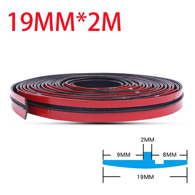 14mm/19mm bilgummi tätningslister auto tätningsskydd klistermärke fönsterkant bil vindruta tak gummitätning: 19mm 2m