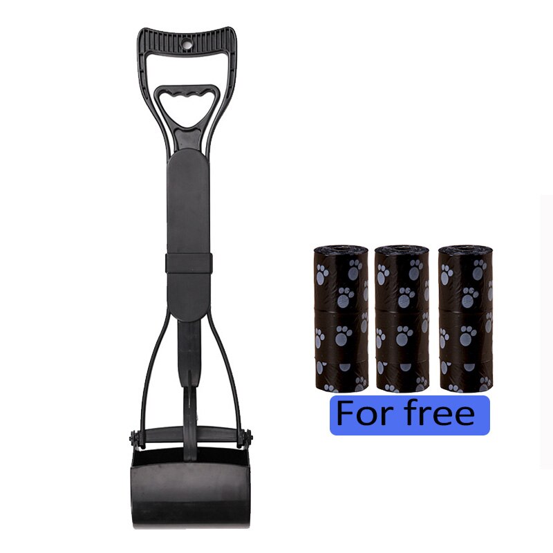 Portable Dog Feces Picker Foldable Pet Manure Clip Outdoor Use Pet Poop Storage Box Dog Sanitary Fittings With Garbage Bags: Style 2 black / L