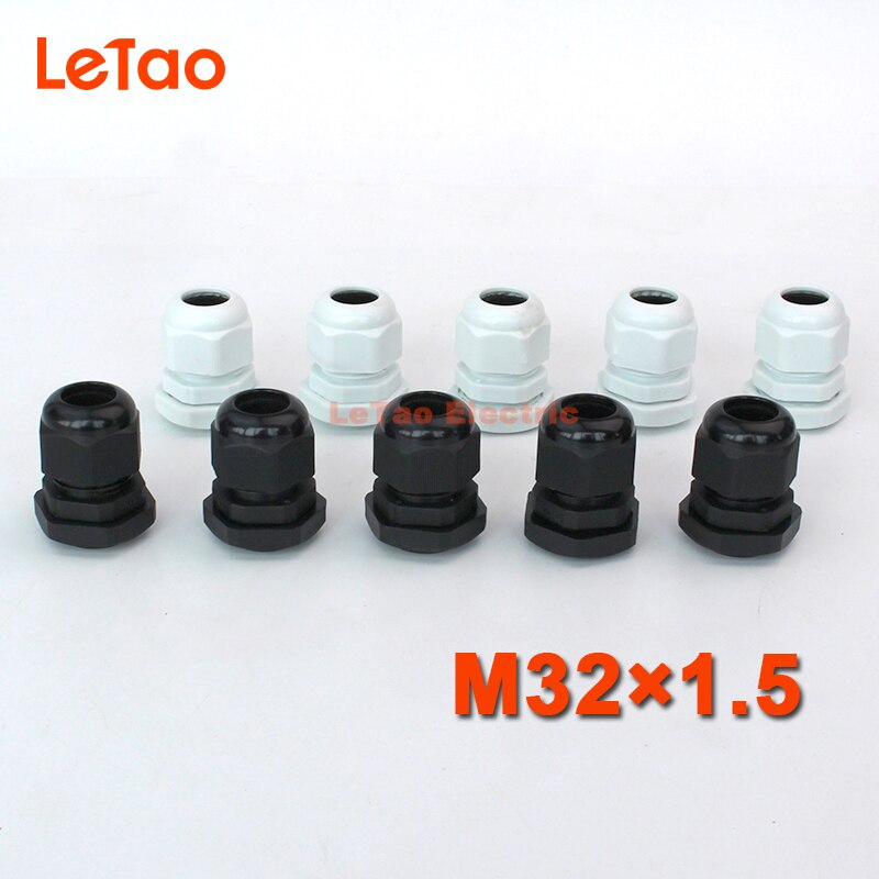 10pcs/lot M32x1.5 Nylon Waterproof cable gland plastic connector IP68 threaded entry electrical joint Black White for 16-21mm