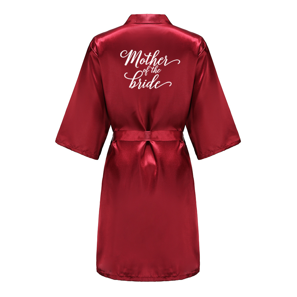 Bury Bridesmaid Mother Of The Bride Robes With White Letters Wedding Women Satin Bridal Party Bathrobe