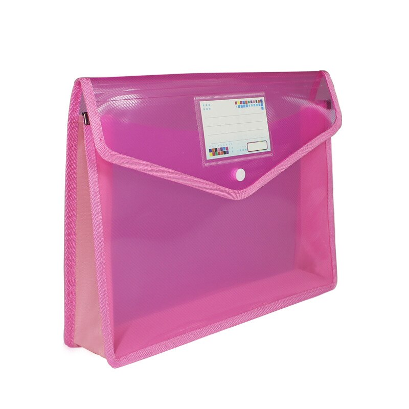 Eco-Friendly Plastic File Folders Expandable Envelope Folder with Snap Button Closure Durable Waterproof for Office Home DU55: Pink