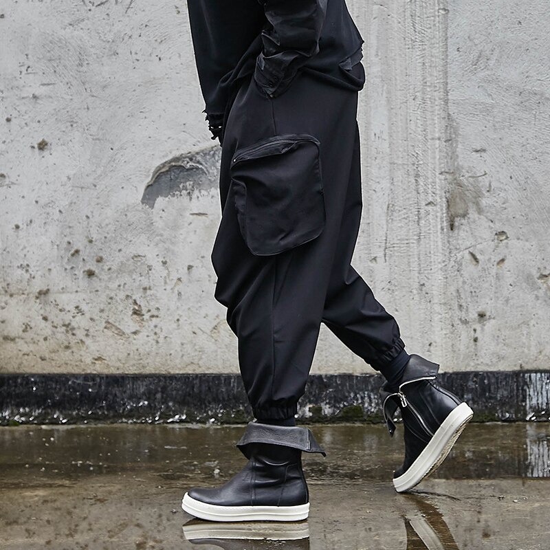 Mannelijke Japan Streetwear Hip Hop Punk Gothic Harem Broek Mannen Oversize Donkere Zwarte Laag Kruis Kruis Broek Joggers Joggingbroek