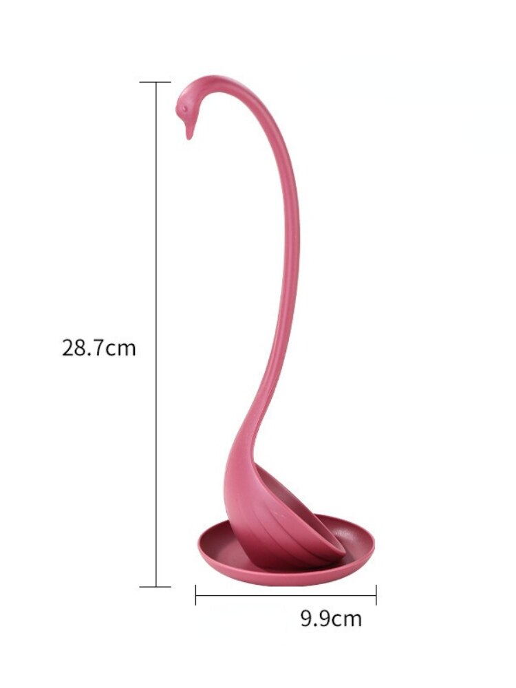 1Pc Swan Ladle Spoons with Tray Swan Shaped Ladle Special Swan Spoons Useful Kitchen Cooking Tool Plastic Ladle Home Table Decor: Red