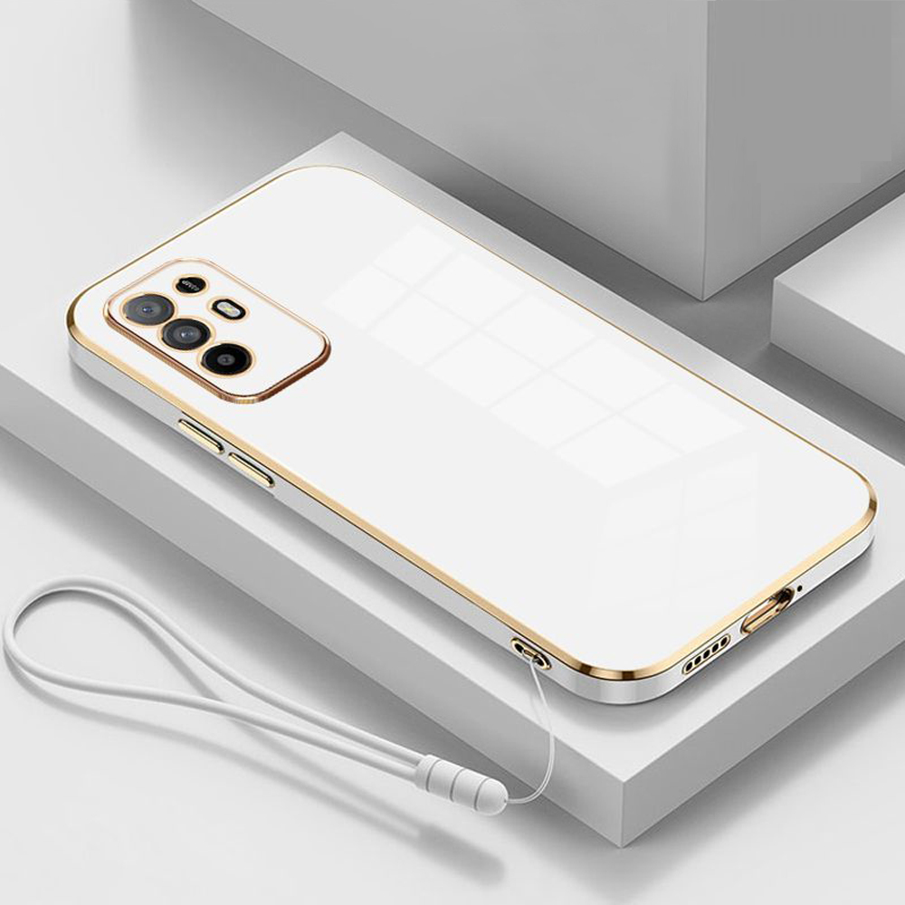 For oppo A94 5G Case OPPO Reno5z Reno 6z F19 ProPlus Luxury Square Plating Phone Case CPH2211 CPH2211 Shockproof Back Cover case: ABS / Beige