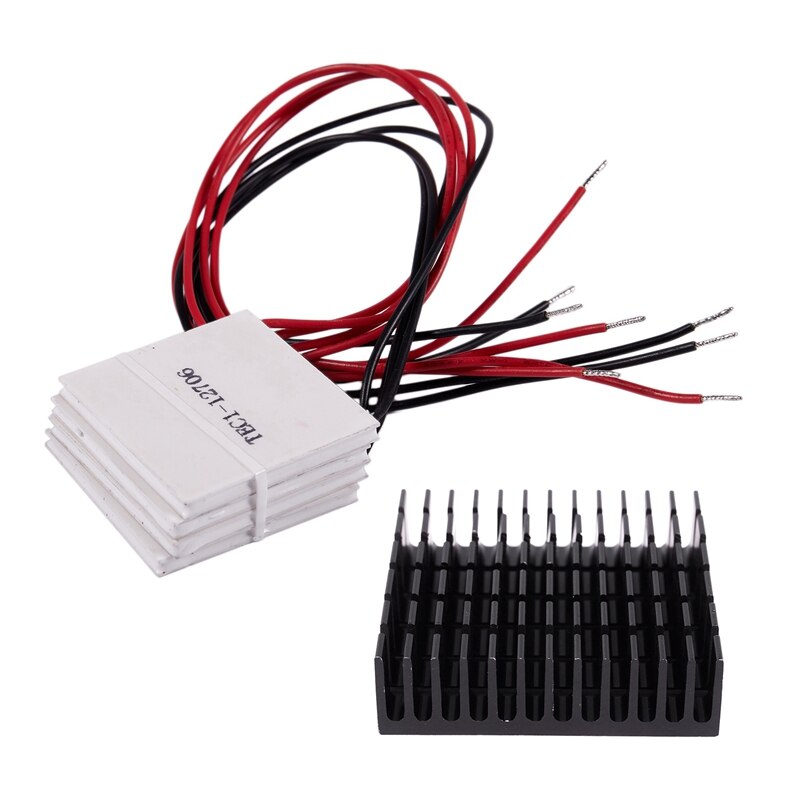 10 Uds. Módulo termoeléctrico de efecto Peltier refrigerador de TEC1-12706 12V 60W 72W & 4 Uds. Disipador de calor de aluminio negro enfriador de aleta 40