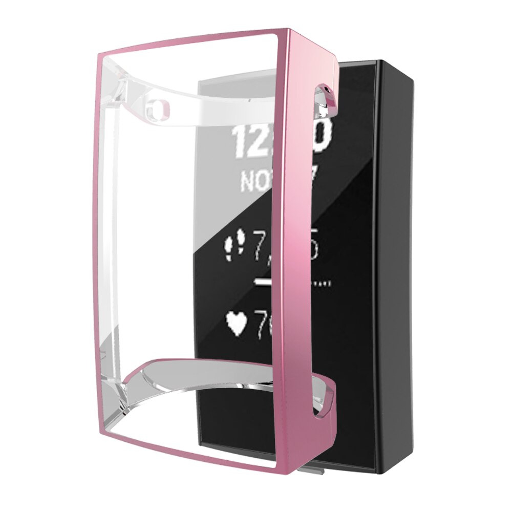 Tpu Screen Protector Case Voor Fitbit Lading 4 3 Horloge Cover Charge4 Flexibele Bumper Krasbestendig Lichtgewicht Dunne Shell: Pink / For Charge 3