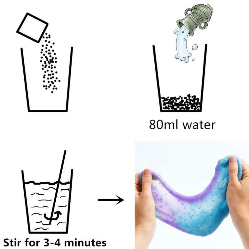 Magisk sikkert slimpulver gør 80ml diy slim borax gratis bare tilføj vandspartel slim håndgummi legetøj
