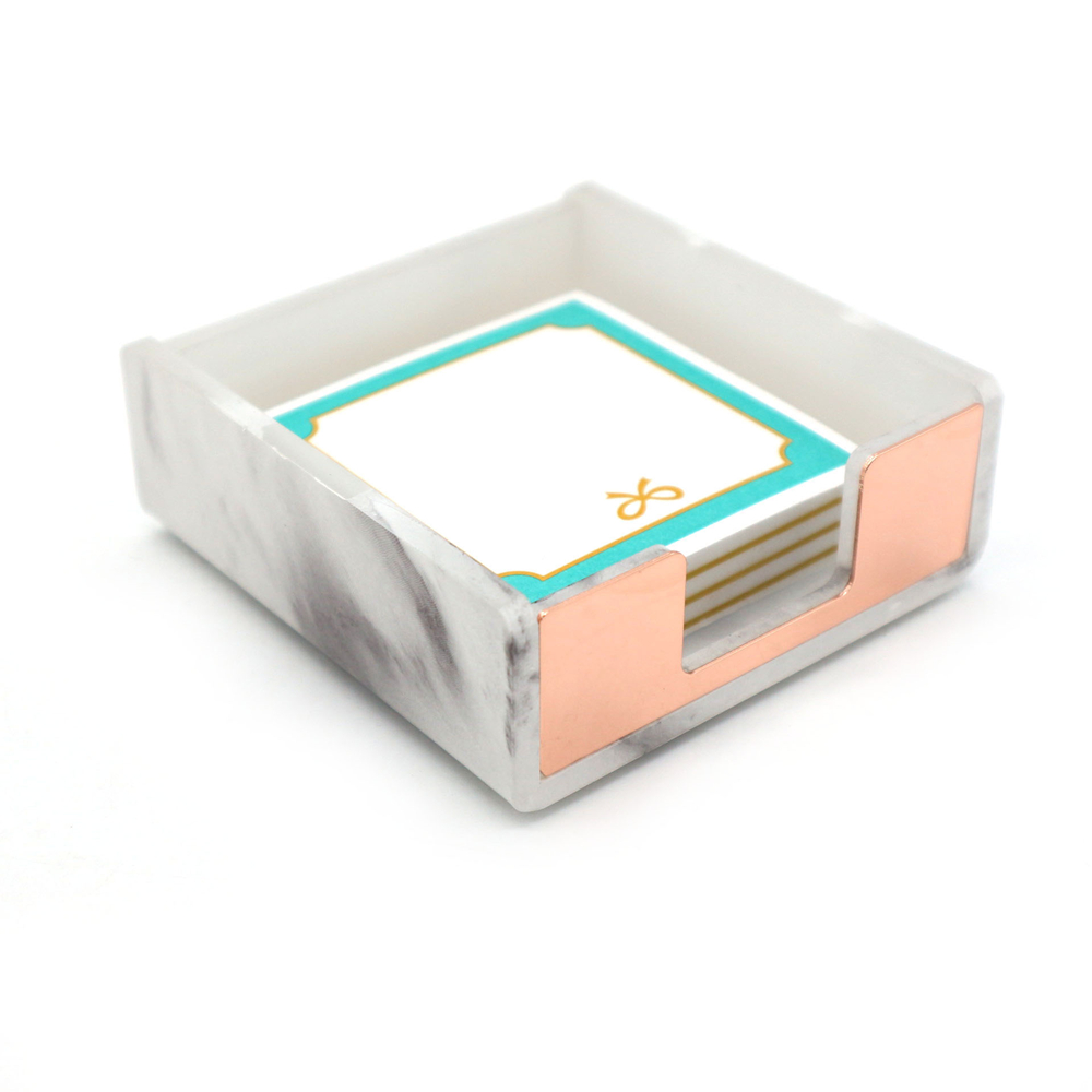 Marmer Zelfklevende Memo Pad Houder Rose Goud 5mm Super Dikke Notities Kaart Cube Dispenser Case Goud voor Kantoor home Desk Organizer