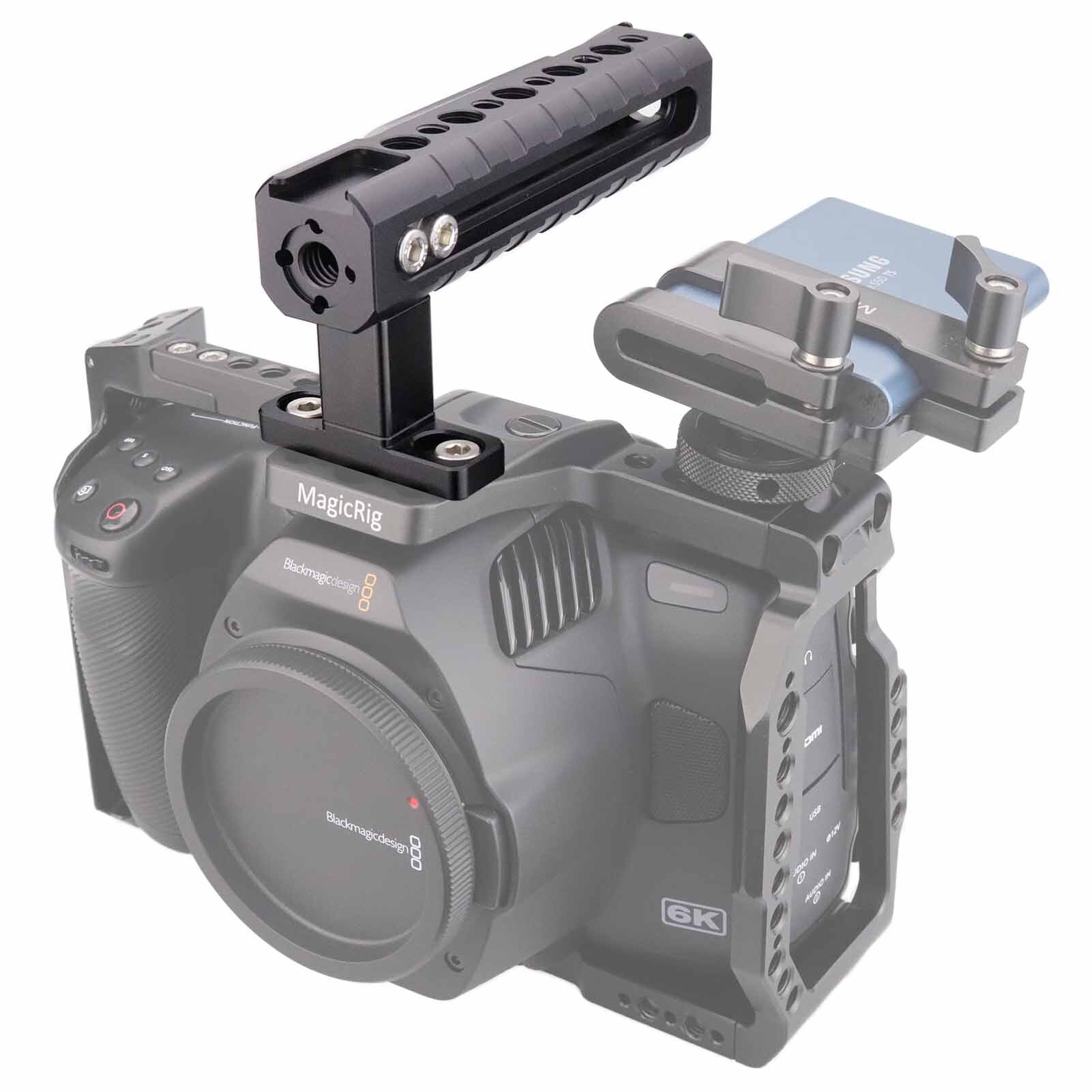 MAGICRIG Quick Release Top Handle with Two Cold Shoe Mount for DSLR Camera Cage Camcorder Cage Rig