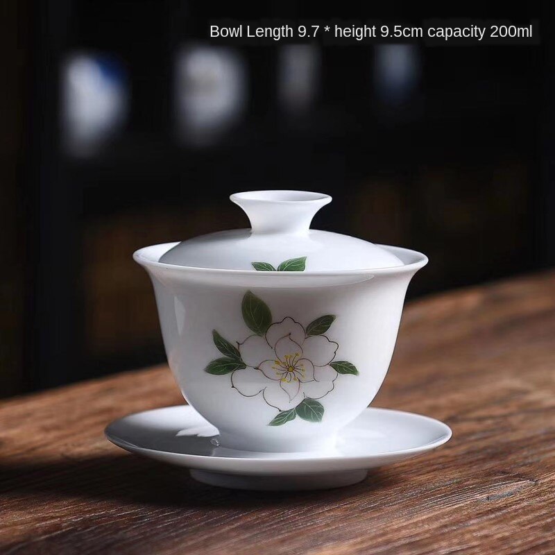 Porcelæn håndmalet terrin æggeskal kung fu te store skåle keramik sancai terrin sopera de ceramica gaiwan til kæreste: Afdækningsskål b
