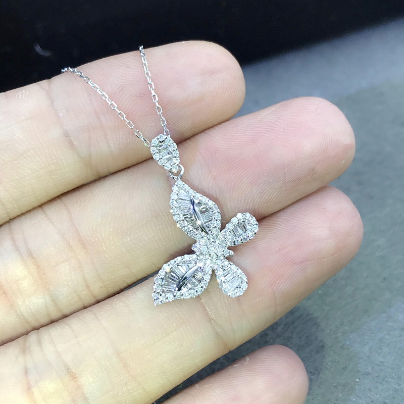 Pendentif papillon en argent sterling 925 pour femme, collier en diamant cz, bijou de fiançailles, de mariage