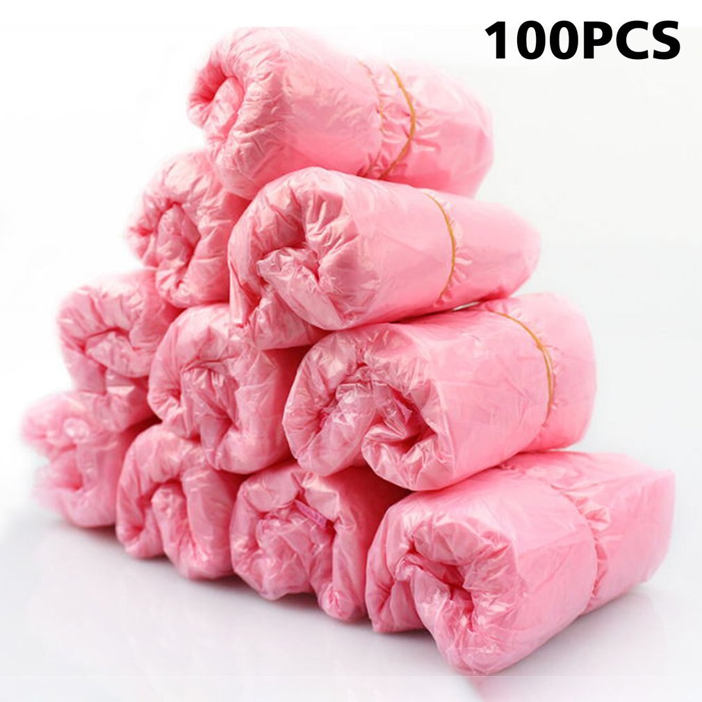 100 stuks wegwerpbare overschoenen/laarsovertrekken, extra dik, waterbestendig, beschermend, antislip, recyclebaar: Roze